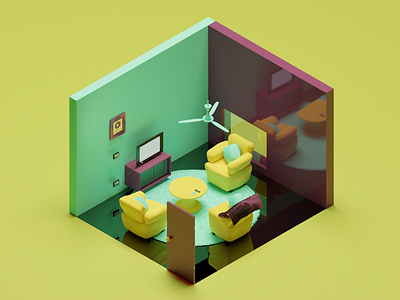 Isometric Home Animation 3d after effects animation blender cycles design graphic design illustration isometric loop modelling motion motion graphics particles premiere pro render sculpting textures ux vector