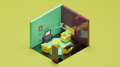 Isometric Home Animation 3d after effects animation blender cycles design graphic design illustration isometric loop modelling motion motion graphics particles premiere pro render sculpting textures ux vector