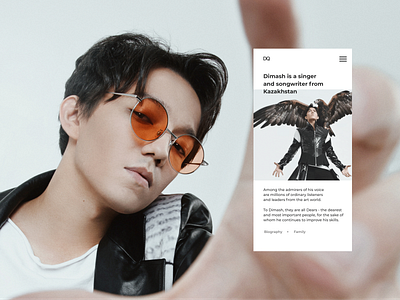 Dimash Kudaibergen official website. "Bio" page. bio design development dimash dimashkudaibergen music musician portfolio singer ui ux webdesign website