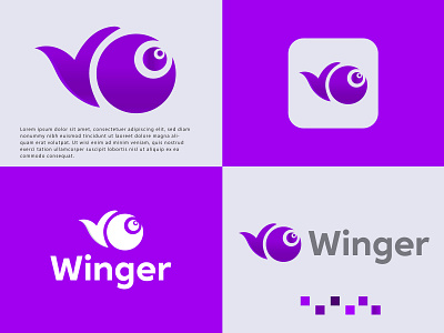 Winger Modern Logo Design 3d animation app icon branding business logo creative design gradient logo graphic design illustration logo logo design logo maker minimalist logo modern logo design motion graphics professional ui winger logo