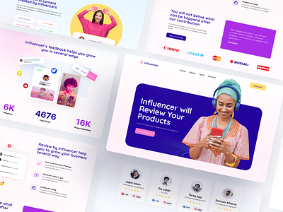 Influencer Hire Web Template agency best ui 2021 best ui design best website template clean color design figma influnecer landing page minimalist motivation saidur zaman saimon social trend 2021 trendy ui ux web design website