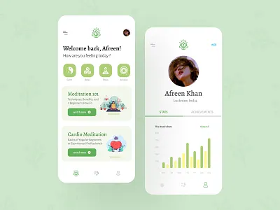 Meditation App Freebie calm freebie light mode meditate meditation app mindfulness minimal relaxation salmanwap ui design yoga yoga app zen