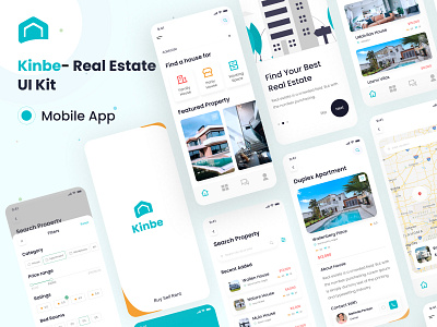 Real Estate Project App UI Kit agency app agent app design branding buy home clean design homepage illustration logo real estate app register sell home sign in typography ui ux