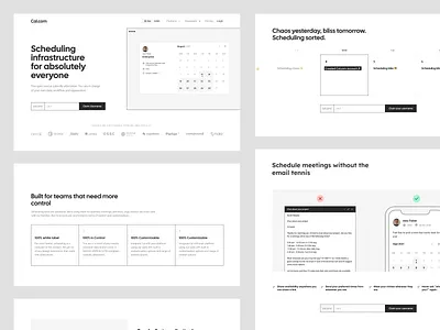 Cal.com website calendar clean product design rebrand saas ui web app website
