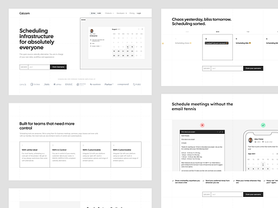 Cal.com website calendar clean product design rebrand saas ui web app website