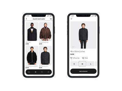Clothing store app black clothing store design mobile mobile app shop ui ux white