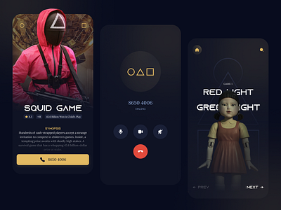 Squid Game App app ui clean clean ui dark app design futuristic app game ui interaction minimal movie app netflix netflix mobile app netflix ui squid squid game squid game app squid game ui tv show tv show app ui