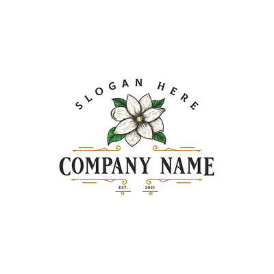 Magnolia Flower Logo branding design graphic design illustration logo typography vector