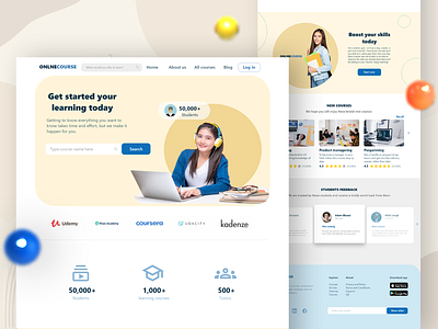 OnlineCourse Website design education online onlinecourse ui ux website