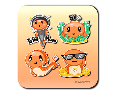 Crypto coin mascot sticker telegram character crypto design illustration logo mascot sticker stickerpack telegram vector