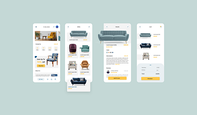 Furniture adobe app branding chair e commerce furniture iphone minimal mobile shop shot sofa store ui wood xd