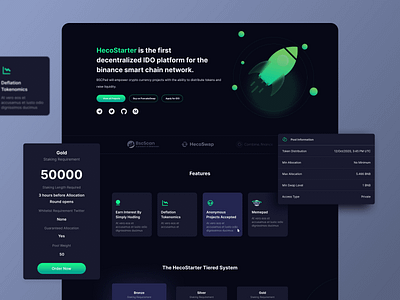 Hecostarter Landing Page Design | Visual Assets app blockchain crypto design landing landing page rocket start up ui ui kit ux web website