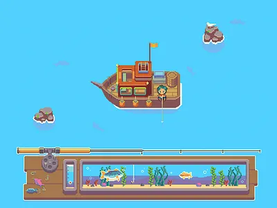Fishing game pixel art