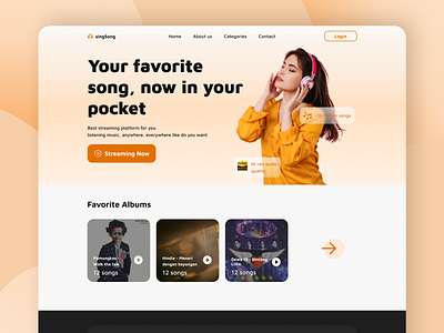 singSong - music streaming landing page exploration landingpage music musicstreaming streaming uidesign webdesign weblanding