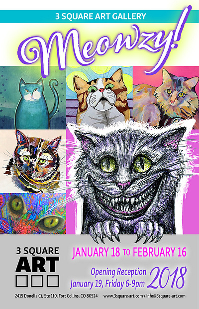 Meows Fine Art Exhibition Postcard branding graphic design postcard