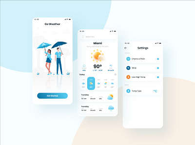 Go Weather iOS APP UI 3d android app animation app branding design goweather graphic design illustration ios logo motion graphics ui uiux ux weather