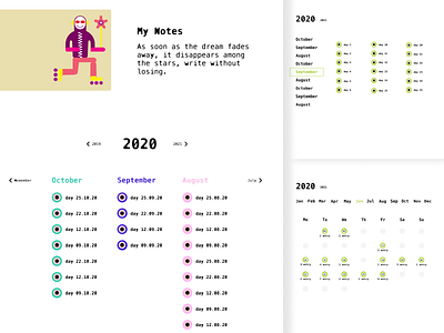 Calendar Types - Journey: Note Taking Web App branding calendar calendar design calendar types design editor editor design illustration journey note taking note taking app note taking website notion ui design