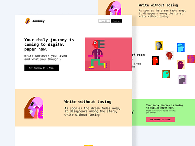 Landing Pages - Journey: Note Taking Web App branding calendar design editor editor design illustration journey landing page note note taking app note taking website notion ui design