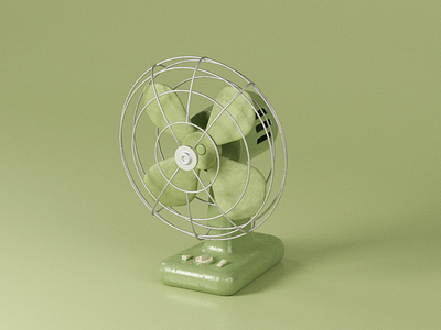 Retro Fan 3d 3d icon 3d illustration b3d blender c4d clay cycle fan funy 3d green icon 3d light material metal plastic render retro texture vintage