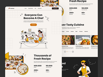 MasaKuy! - Food Recipe Landing Page branding cook cooking drink eat food food website homecook illustration landing page minimal recipe recipes ui uiux user experience user interface ux web design website