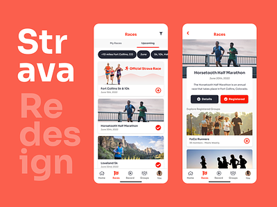 Strava Races app design design mobile strava ui