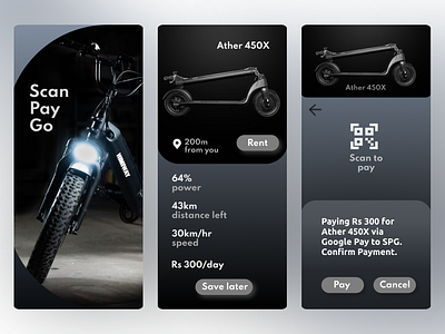 Electric Scooter Rental app electric scooter figma rent scan and pay ui ux