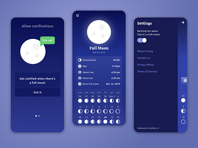 Moon Child: Moon Phases app design ios mobile moon ui