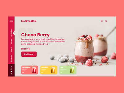 Mr. Smoothie UI app branding design flat graphic design illustration instagram juice logo media minimal shakes smoothie social typography ui ux vector webpage website