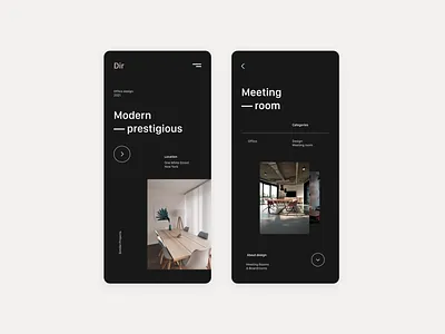 Dir | Interior design app UI app branding creative dark design interior product design ui ux xd design
