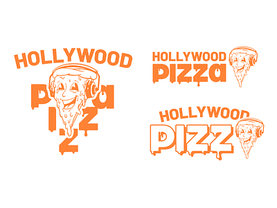 Hollywood Pizza Logos branding character clean food fun logo pizza simple