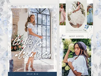 Email Design – Dresses for Dreamers email email design email marketing email template email templates emails fashion feminine floral flowers handwritten mailchimp mailchimp template womens clothing womens fashion