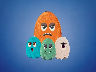 Cute Fluffy Monsters book illustration character children illustration clipart collection cute drawing for kids funny hand drawn monster pencil illustration pencil style set