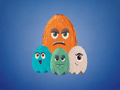 Cute Fluffy Monsters book illustration character children illustration clipart collection cute drawing for kids funny hand drawn monster pencil illustration pencil style set