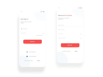 Food delivery sign In Up adobe illustrator adobe xd android app app design app screen apple app design delivery app delivery ui figma food delivery app graphic design iphone app mobile app mobile ui onboarding app sign in page sign up ui ui design user interface
