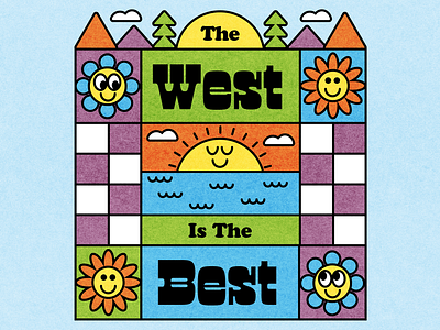 The West is the Best blue color design fun green happy illustration minimal orange purple vector west yellow