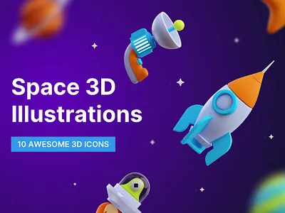 Space 3D Illustrations 3d 3d animation 3d art 3d illustration 3d space app astronaut concept cosmic design illustration logo page planet planets saturn space space 3d ui web