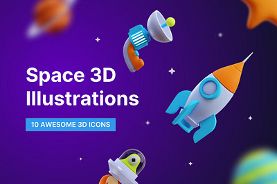 Space 3D Illustrations 3d 3d animation 3d art 3d illustration 3d space app astronaut concept cosmic design illustration logo page planet planets saturn space space 3d ui web