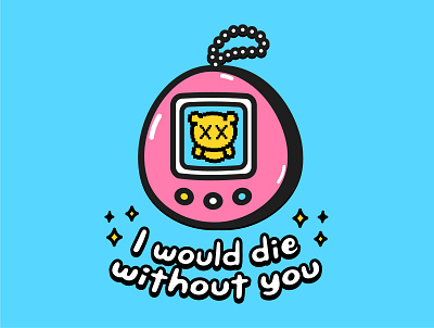 Cute tamagochi card card cartoon character concept cute illustration kawaii love pet retro romantic tamagochi