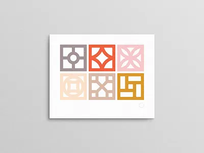 breeze blocks print design illustration mid century modern print vector