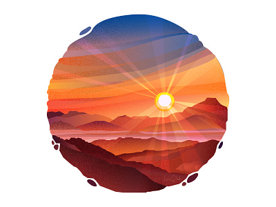 Red mountains, baking sun dune illustration landscape mountains nature sunset vector