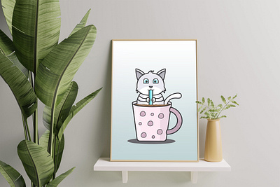 Cat drinking coffee illustration cartoon cartoons cat character art character design graphic design graphic designer illustration illustrations illustrator line art merchandise modern art photoshop portrait professional top designs unique vector wall art