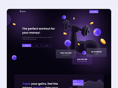 Crypto Landing Concept 3d blockchain crypto design trendy ui uiux ux web web design website