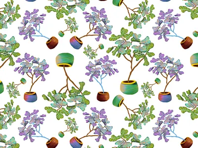 Fiddle Leaf Fiesta bright design illustration leaves pattern plant procreate symmetry web designer