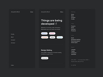 Chronicle* / Navigation (Theme). agency black breakpoint cms dark design desktop development menu mobile nav navigation personal portfolio theme version web web design website www