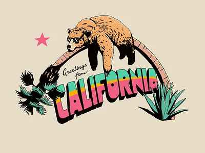 Greetings From California california design greetings illustration palm tree trees west coast