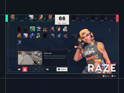 Valorant | Agent select 3d after effects character console dashboard design game interface protopie riot games ui valorant