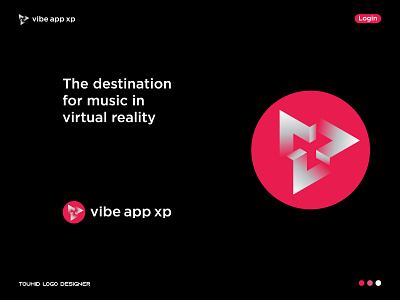 vibe app xp logo Idea abstract app icon brand identity branding corporate creative ecommerce graphic design logo mark media music play button player professional triangle vector visual identity