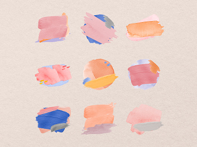 Watercolor Brush Stroke | Vector Badges & Stickers abstract badge brush stroke clipart collection decoration design design element digital art graphic pack painting pastel pink purple set sticker texture vector watercolor