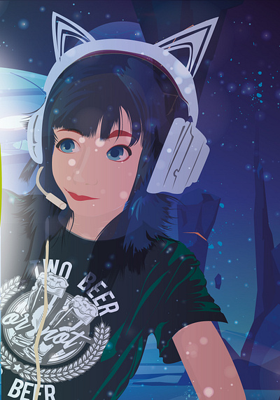 A Cute Anime Design anime design drawing gamers graphic design illustration mascot portrait streamer vector vector art
