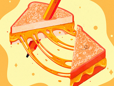 Golden Cheese bread cheese food grilled cheese illustration illustrator pecil the creative pain toast vector